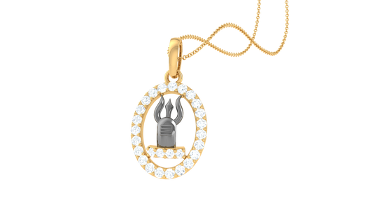 Shivling Diamond Pendant | Trishul Design with Round Brilliant Diamonds
