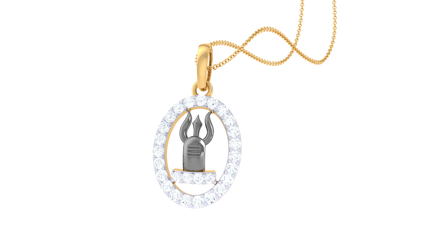 shivling diamond pendant | trishul design with round brilliant diamonds