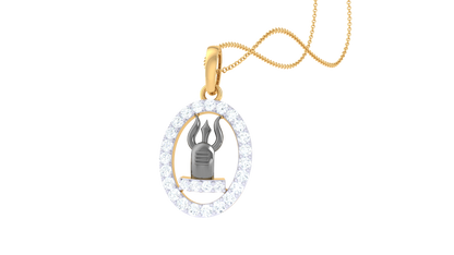 Shivling Diamond Pendant | Trishul Design with Round Brilliant Diamonds