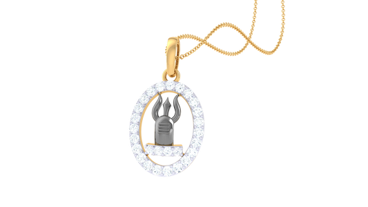 Shivling Diamond Pendant | Trishul Design with Round Brilliant Diamonds