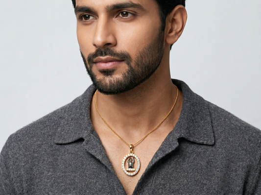 Shivling Diamond Pendant | Trishul Design with Round Brilliant Diamonds