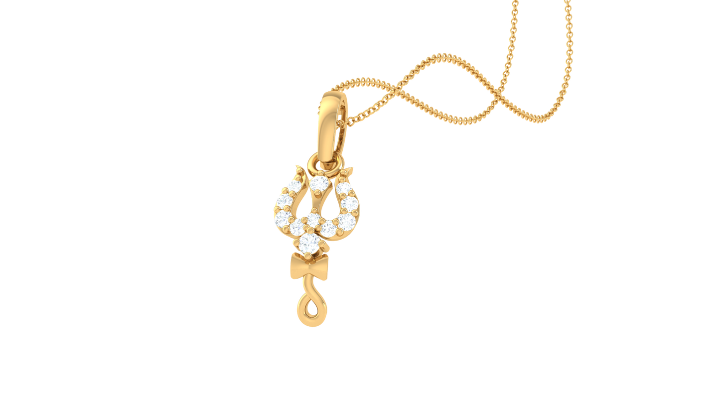 trishul diamond pendant | shiv trident design with round brilliant diamonds