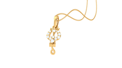 Trishul Diamond Pendant | Shiv Trident Design with Round Brilliant Diamonds