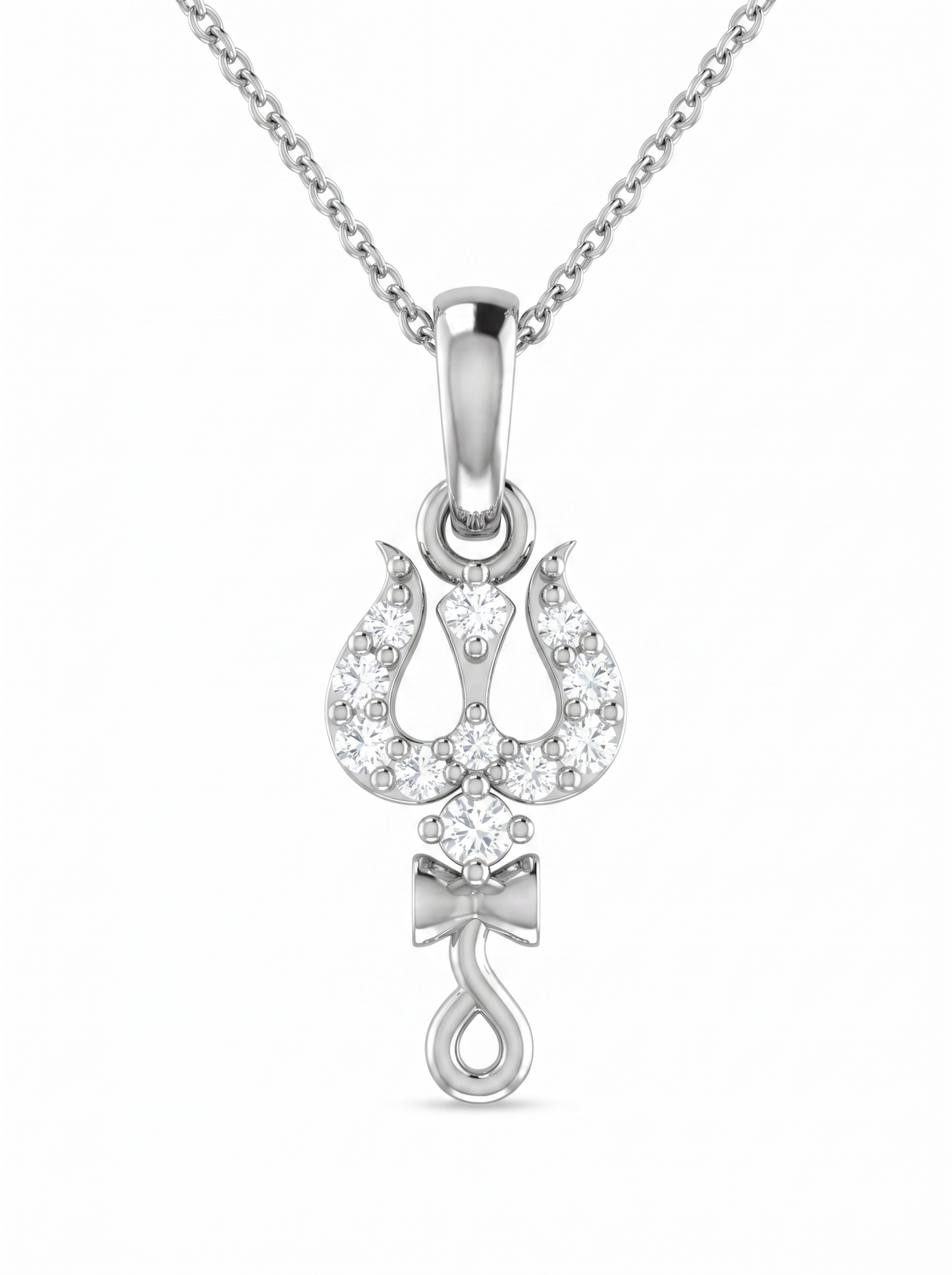 trishul diamond pendant | shiv trident design with round brilliant diamonds