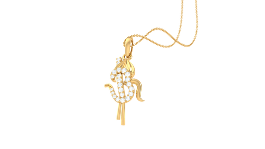 Om Diamond Pendant | Khanda-Inspired Design with Round Brilliant Diamonds