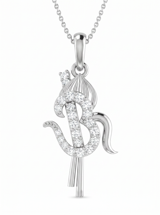 Om Diamond Pendant | Khanda-Inspired Design with Round Brilliant Diamonds
