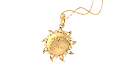 Surya Diamond Pendant | Sun Face Design with Round Brilliant Diamonds