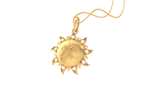 Surya Diamond Pendant | Sun Face Design with Round Brilliant Diamonds