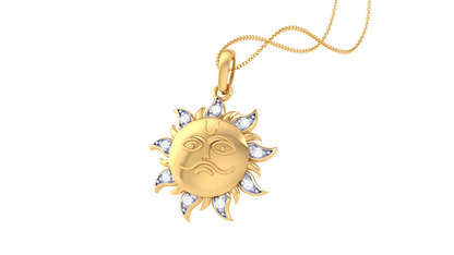 Surya Diamond Pendant | Sun Face Design with Round Brilliant Diamonds