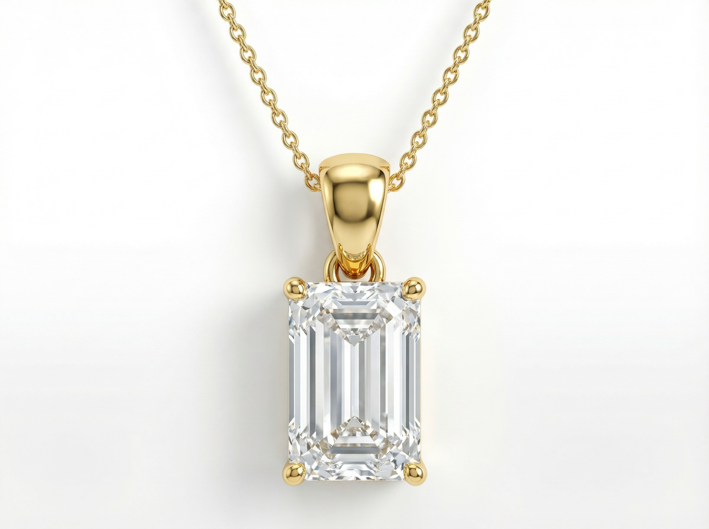 2.00 ct emerald cut diamond pendant | four-prong solitaire design