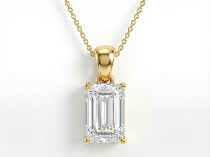 2.00 CT Emerald Cut Diamond Pendant | Four-Prong Solitaire Design