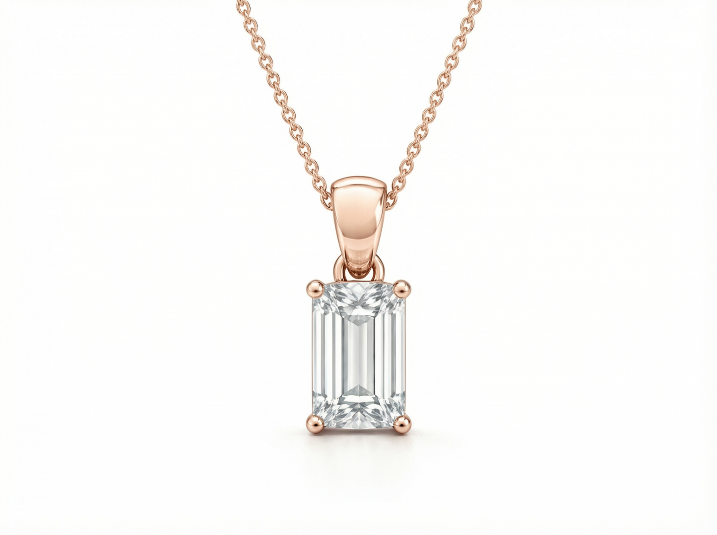 2.00 ct emerald cut diamond pendant | four-prong solitaire design