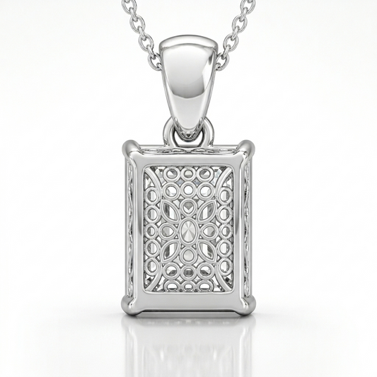 2.00 CT Emerald Cut Diamond Pendant | Four-Prong Solitaire Design