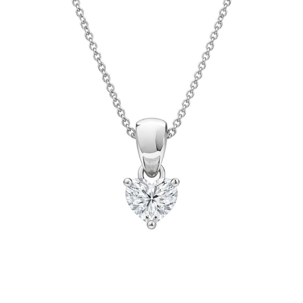 0.50 ct heart shape diamond pendant | prong-set solitaire design