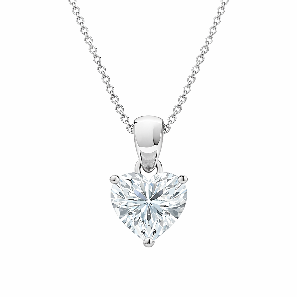 1.00 ct heart shape diamond pendant | prong-set solitaire design