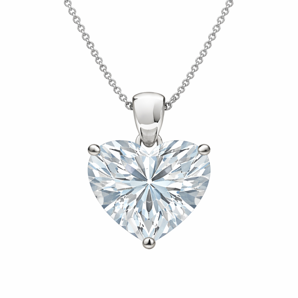 1.00 ct heart shape diamond pendant | prong-set solitaire design