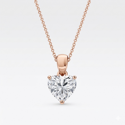 0.50 CT Heart Shape Diamond Pendant | Prong-Set Solitaire Design