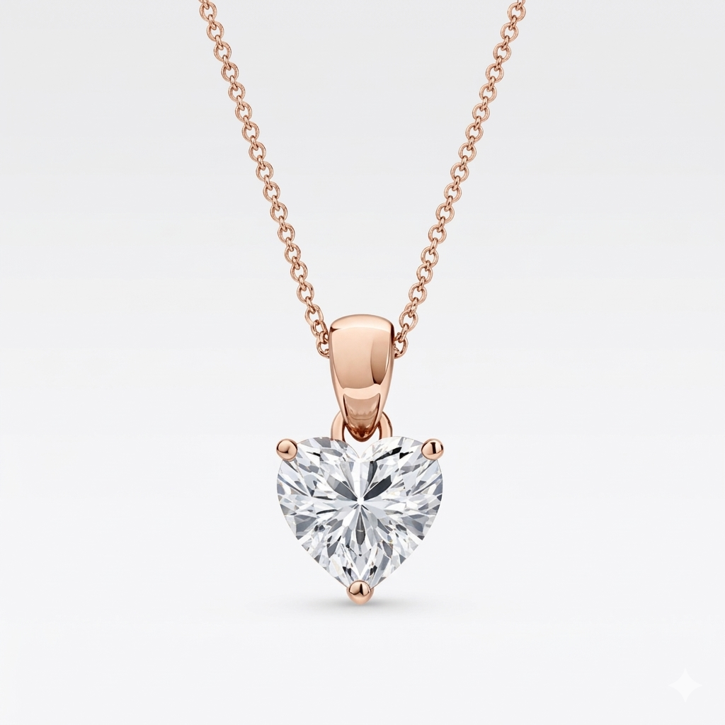 1.00 ct heart shape diamond pendant | prong-set solitaire design