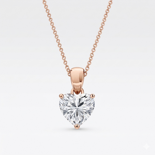 1.00 CT Heart Shape Diamond Pendant | Prong-Set Solitaire Design