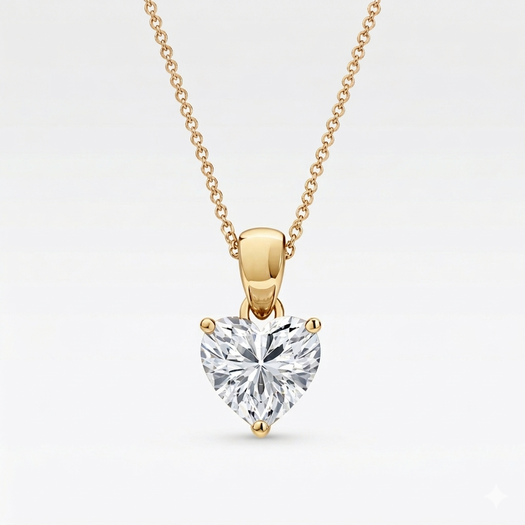0.50 ct heart shape diamond pendant | prong-set solitaire design