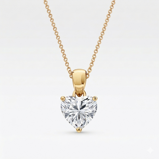 0.50 CT Heart Shape Diamond Pendant | Prong-Set Solitaire Design