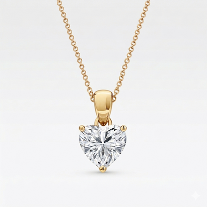 1.00 CT Heart Shape Diamond Pendant | Prong-Set Solitaire Design