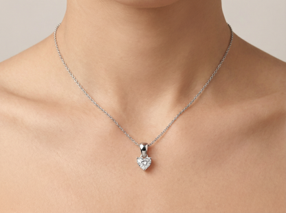 0.50 CT Heart Shape Diamond Pendant | Prong-Set Solitaire Design