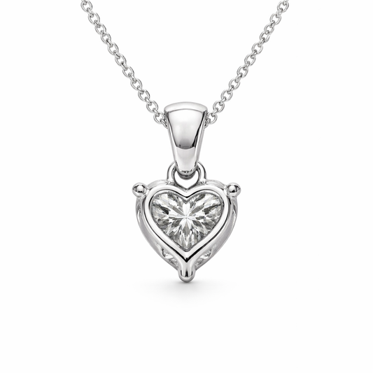 0.50 CT Heart Shape Diamond Pendant | Prong-Set Solitaire Design