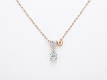 2.00 CT Heart & Pear Diamond Pendant | Prong-Set Drop Design