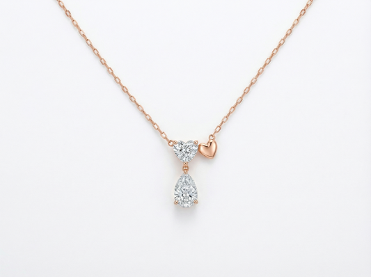 2.00 CT Heart & Pear Diamond Pendant | Prong-Set Drop Design