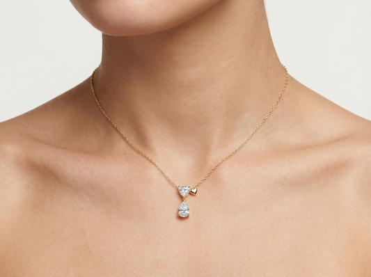 1.20 CT Heart & Pear Diamond Pendant | Prong-Set Drop Design