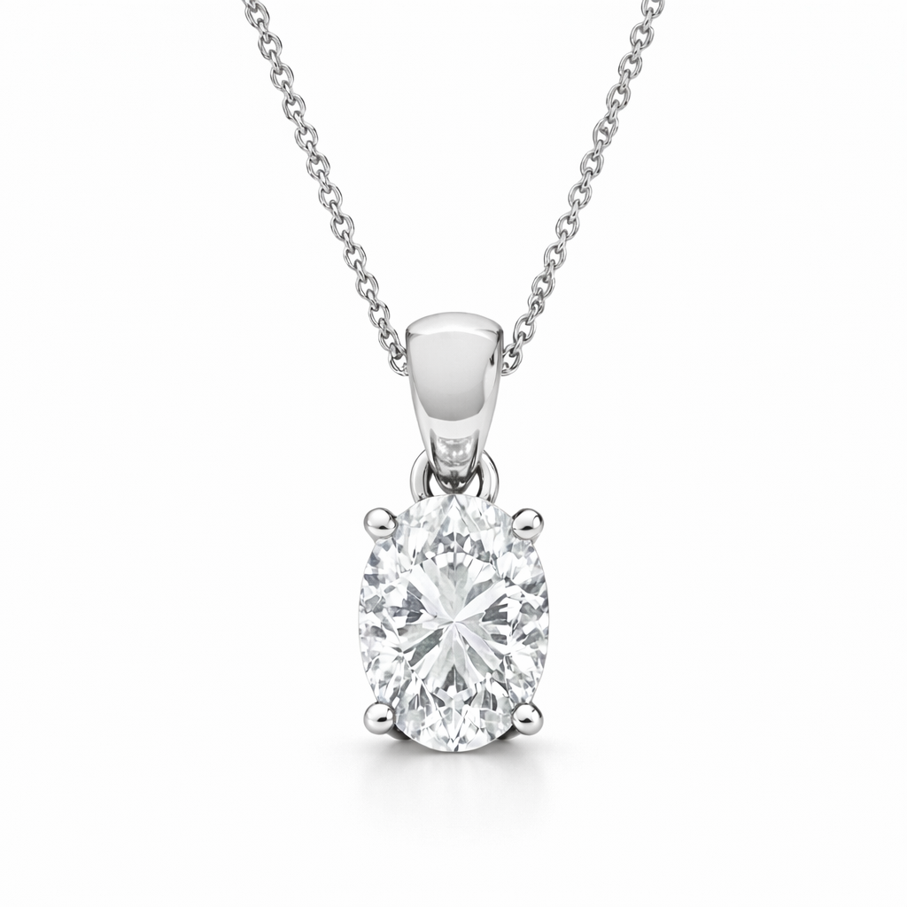0.50 ct oval diamond pendant | four-prong solitaire design