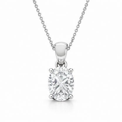 0.50 CT Oval Diamond Pendant | Four-Prong Solitaire Design
