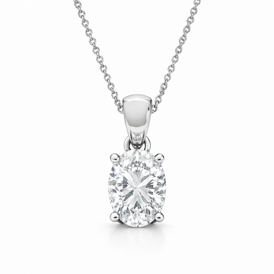 0.50 CT Oval Diamond Pendant | Four-Prong Solitaire Design
