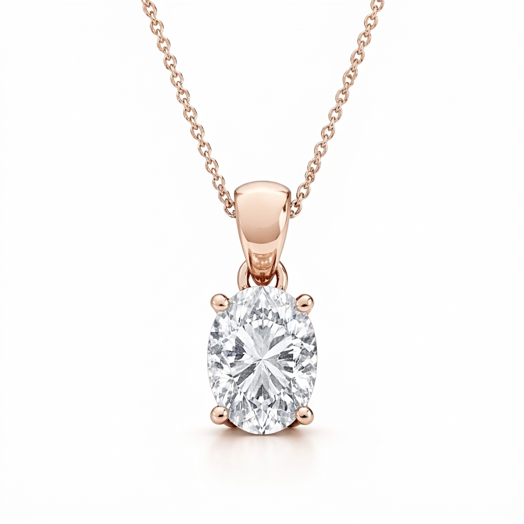 2.00 ct oval diamond pendant | four-prong solitaire design