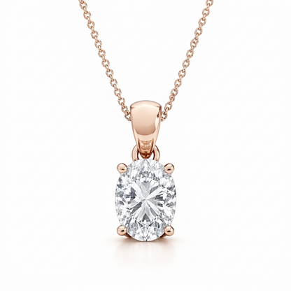2.00 CT Oval Diamond Pendant | Four-Prong Solitaire Design