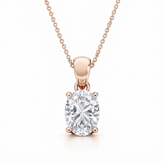 1.50 CT Oval Diamond Pendant | Four-Prong Solitaire Design
