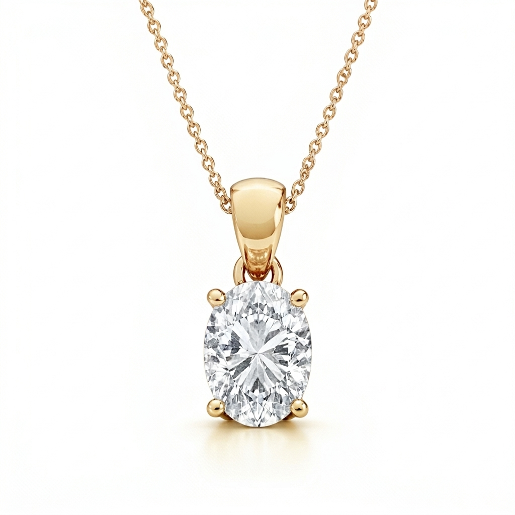 1.50 ct oval diamond pendant | four-prong solitaire design