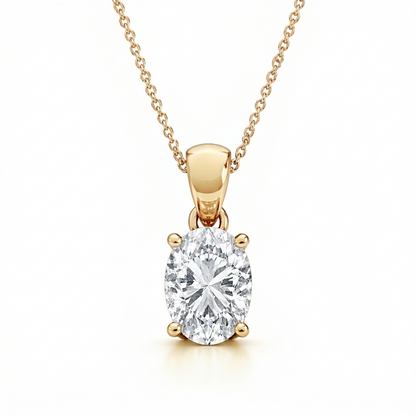 2.00 CT Oval Diamond Pendant | Four-Prong Solitaire Design