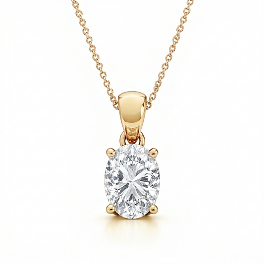 2.00 CT Oval Diamond Pendant | Four-Prong Solitaire Design
