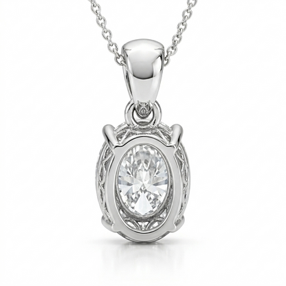 1.50 CT Oval Diamond Pendant | Four-Prong Solitaire Design