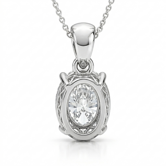 1.50 CT Oval Diamond Pendant | Four-Prong Solitaire Design