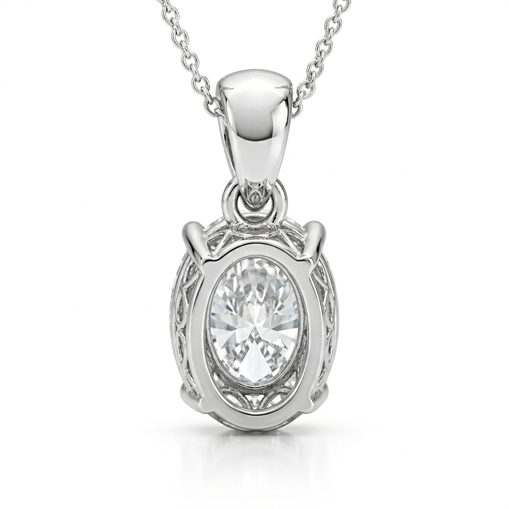 2.00 ct oval diamond pendant | four-prong solitaire design