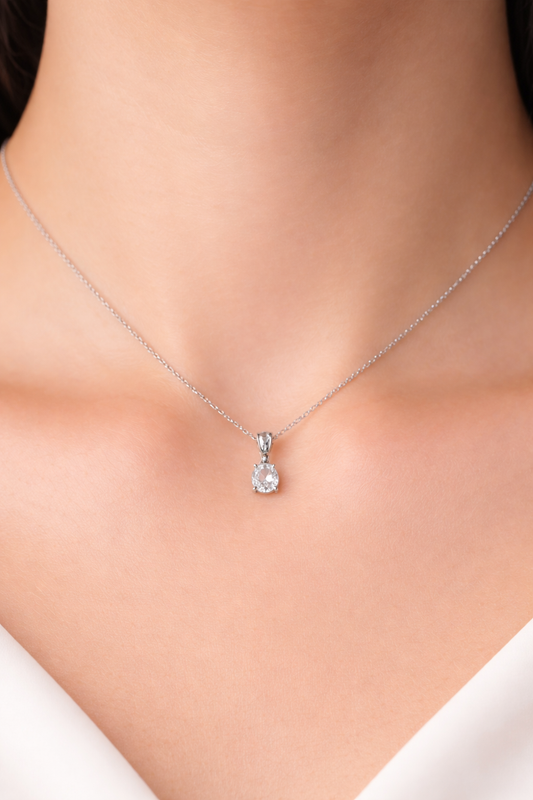 1.50 CT Oval Diamond Pendant | Four-Prong Solitaire Design