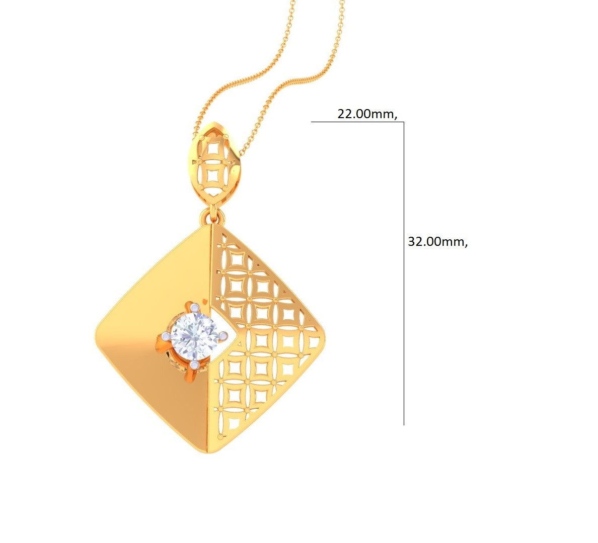 art deco geometric diamond pendant | round brilliant cut dual texture lattice design