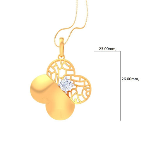Modern Clover Diamond Pendant | Dual Texture Lattice Prong Setting