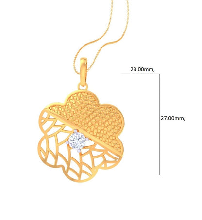 Textured Clover Diamond Pendant | Dual Texture Lattice Vine Prong Setting