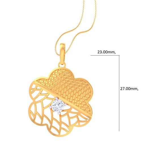 Textured Clover Diamond Pendant | Dual Texture Lattice Vine Prong Setting