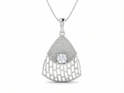 Round Brilliant Diamond Modern Geometric Pendant | Dual Texture Lattice Setting