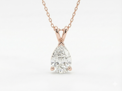 1.00 CT Pear Shape Diamond Pendant | Prong-Set Solitaire Drop Design